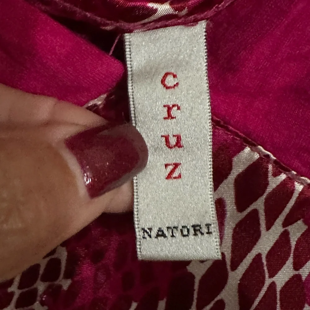 Natori Cruz Satin Snake / Leapord Print Pajama Set Hot Pink Maroon Cream L? - Picture 5 of 14